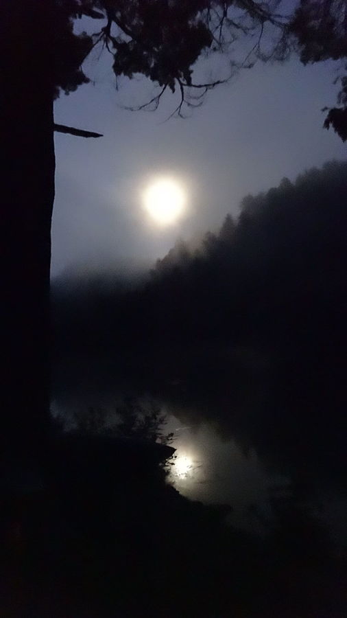 Lune à travers la brume